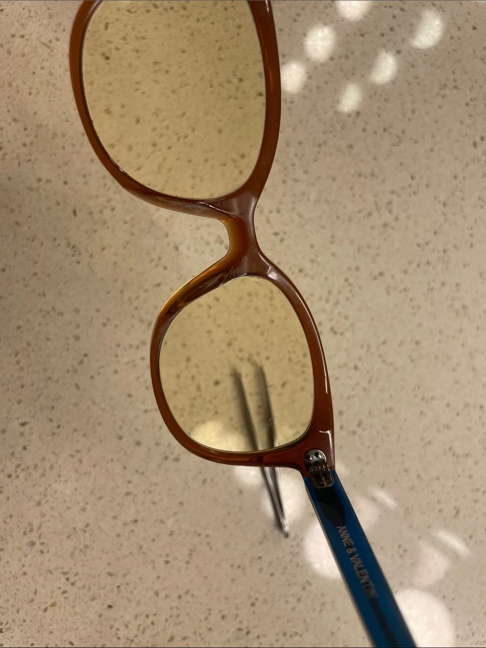 Anne et Valentin Carrington Eyeglasses Frames Amber & Teal As Is
